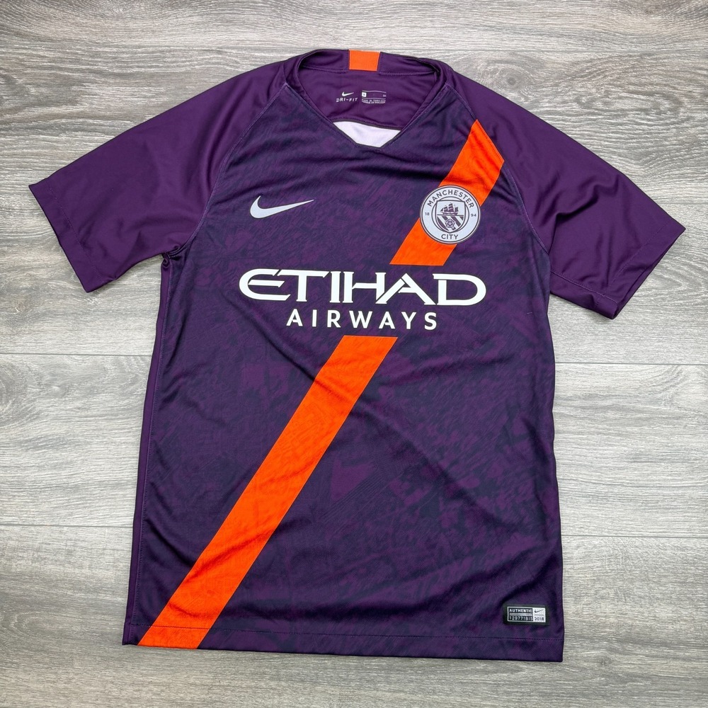 Manchester City Soccer Jersey Mens Small Purple Football Shirt Nike 919001-538